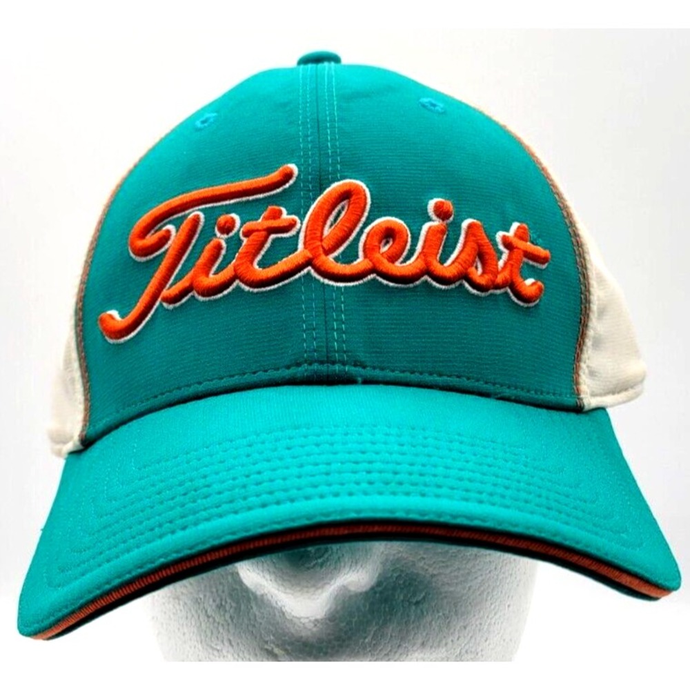 TITLEIST HAT CAP FITTED GOLF LARGE/XL MENS CAP AQUA GREEN OFF WHITE